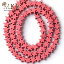 Contas de hematita vermelha rosa, 6mm, borracha fosca, estrela de cinco pontas, para fazer joias, pulseira diy, 15" 2024 - compre barato