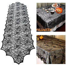 Halloween Decoration Lace Spider Web Skeleton Skull Tablecloth Black Fireplace Mantel Scarf Event Party Decoration Supplies 2024 - buy cheap