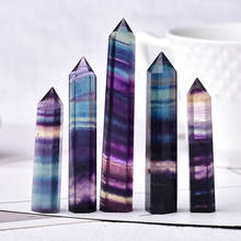 1PC Natural Crystal Colored Fluorite Point Healing Stone Hexagonal Prisms 40-80mm Reiki Obelisk Wand Home Decoration DIY Gift 2024 - buy cheap