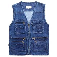 2022 AUTUMN Spring Clothes Sleeveless Jacket Denim Jeans Vest Men's  Photography Fish Thin Waistcoat Plus Size XL-6XL 2024 - buy cheap