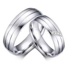 Модные обручальные кольца из нержавеющей стали, женские, мужские кольца с кубическим цирконием, парные ювелирные изделия 2024 - купить недорого