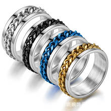 1 Pcs Mens Rotating Chain Stainless Steel Ring Punk Biker Fashion Jewelry 4 Colors Choose 2024 - buy cheap