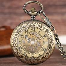 Vintage Watch NecklaceBronze Pocket Watch Clock Pendant Roman Numerals Steampunk Auto Mechanical Women Men Copper Xmas Gift Fob 2024 - buy cheap
