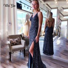 Женское вечернее платье-Русалка Weiyin AE0561, темно-синее длинное платье с блестками, элегантное платье для банкета, выпусквечерние вечера 2024 - купить недорого