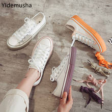 Yidemusha tênis feminino vulcanizado, novo estilo, respirável, casual, estudantes, sapatos brancos, feminino, primavera outono, sapatos de lona 2024 - compre barato