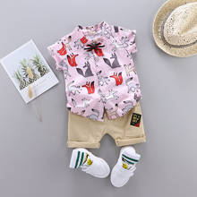 Toddler Baby Boys 2pcs Summer Outfits Cartoon fox Print Short Sleeve T-shirt Tops+Shorts Casual Sets 2024 - buy cheap