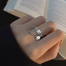 Vintage Good Luck Initial Letter Ring For Women Retro Happy Smiling Face Tassel Chain Ring Party Jewelry Gift 2024 - buy cheap