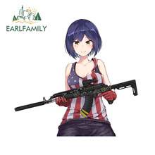 EARLFAMILY 13cm x 12.3cm Car Stickers for Anime Girl with A Gun Car Styling Waterproof Decal Windows Motorcycle Laptop Decals 2024 - buy cheap