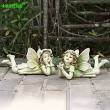 Hot Sale Fashion Small Ornaments European Retro Home Garden Fairy Resin Crafts Decoration Soft Angel Doll Wings Grass Green 2024 - buy cheap