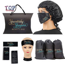 New Custom Logo Virgin Hair Bundle Packaging satin mask/Satin Bags/ Hang Tag / Sticker Hair Bundle Wraps/Bonnets/Headband 2024 - buy cheap