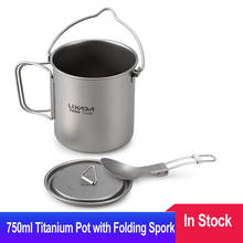 Lixada Lightweight Titanium Pot with Folding Spork Camping Hang Pot Water Cup Mug for Outdoor Camping Hiking Backpacking Picnic 2024 - buy cheap