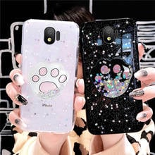 Phone Case For Samsung Galaxy J4 2018 Case For Samsung J4 J6 Plus 2018 Quicksand stars footprints transparent soft Back Cover 2024 - buy cheap