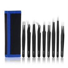 9PCS Stainless Steel Tweezers Anti-static ESD Tweezers Set Kit with Curved Straight Flat Tip for Repairing Crafts Jewelry Tools 2024 - buy cheap