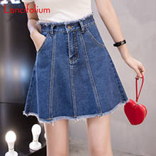 High Waist Jeans Mini skirt Women Korean A Line Kawaii School Girl Skirt Ladies Fringe Plus Size Denim Skirt Vintage Skort 2020 2024 - buy cheap