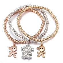 Trendy Statement Bracelet Charms Boy Girl Design Crystal Bead Bracelet Gold Silvery Women Bracelet Jewelry Gifts Girls Kids 2024 - buy cheap