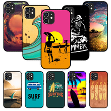 For iPhone  11 12  8 Plus Mini Pro X XR XS Max 4 5 7 6 6S 8 SE Phone Case Black Cover Back Silicone Funda Tpu Sea Surf Waves 2024 - buy cheap