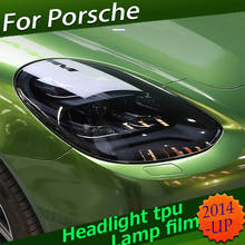 Car Headlight Film Sticker Anti-scratch for Porsche Macan Cayenne Panamera 2019 2020 718 911 Boxster Cayman TPU smoke Black 2024 - buy cheap