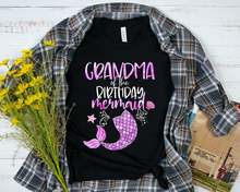 Camiseta de cumpleaños Unisex, Camisa de algodón con cuello redondo, 100%, de la abuela, la familia de la sirena, ropa de fiesta de cumpleaños 2024 - compra barato