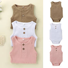 Bodysuit para recém-nascidos Infantil Do Bebê Das Meninas Dos Meninos Sólidos Nervuras Bodysuit Ponto Sem Mangas Roupas Romper roupas para новорождëных 2024 - compre barato