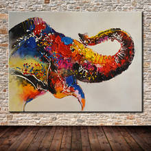 Arthyx-pinturas pintadas a mano de elefante, lienzo de pintura al óleo de arte Pop, imágenes de pared abstractas para decoración del hogar y sala de estar 2024 - compra barato