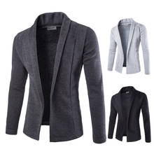 Mens Solid Blazer Cardigan Long Sleeve Casual Slim Fit Sweater Jacket Knit Coat HSJ88 2024 - buy cheap