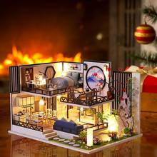 Casa de boneca em miniatura de madeira com luz led, brinquedo para crianças e adultos, kits de construção de casa de boneca 3d 2024 - compre barato