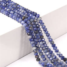 Diamonds Faceted Abacus Beads For Bracelet Ear Stud Jewelry Making Natural Sodalite Stone Beads Loose Space Beads 40-80Pieces 2024 - buy cheap