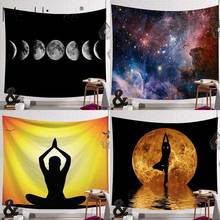 Galáxia espaço yoga meditação pendurado tapeçaria boêmio hippie retro sol lua tarô decoração de casa yoga praia tapeçarias 2024 - compre barato