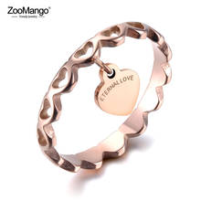ZooMango Eternal Love Heart Charm Engagement Girl Rings Rose Gold Stainless Steel Hollow Heart Wedding Rings For Women ZR19016 2024 - buy cheap