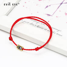 Pulsera con abalorio de ojo turco para mujer, brazalete con cuerda trenzada de color rojo, negro y azul, joyería ajustable, mano de Hamsa, BE45 2024 - compra barato