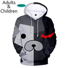 Moletom monokuma unissex com capuz, 3d, para homens e mulheres, pulôveres da moda, para outono e inverno, casual, do anime, para crianças 2024 - compre barato