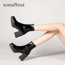 SOPHITINA Casual Autumn Winter Women Boots High Quality Handmade Mid-Calf Boots Thick Bottom High Heel Zipper Shoes Women MO714 2024 - buy cheap