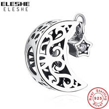 ELESHE European 925 Sterling Silver Moon & Star Crystal Beads Charm Fit Original  Bracelet Necklace DIY Jewelry Making 2024 - buy cheap