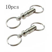 10Pcs 8cm Dual Detachable Key Ring Snap Lock Holder Steel Chrome Plated Pull-Apart KeyRing Quick Release Keychain 2024 - buy cheap