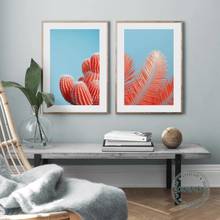 Плакаты и принты оранжевых растений, скандинавский кактус, пальмовый лист, настенная Картина на холсте, модульные картины для гостиной, домашний декор 2024 - купить недорого