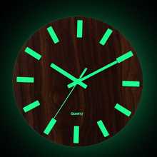 Luminous Wall Clock Modern Design Glow in Dark Decor Wood Quartz Silent 3D Wall Hanging Clock 12 Inch Living Room Bedroom 2024 - buy cheap