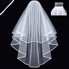 Short Tulle Wedding Veils White Ivory Bridal Veil for Bride Cut Edge Cathedral Wedding Veil Bridal Lace Veil Velos De Novia 2024 - buy cheap