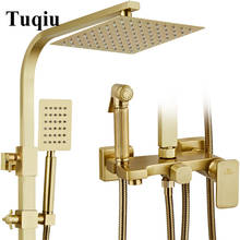 Bath and Shower Faucets Brushed Gold Shower Set Faucet Tub Mixer Tap Hand held Shower Wall Mounted Rainfall Bath Crane Shower 2024 - buy cheap