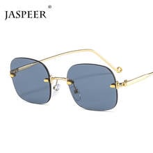 JASPEER-gafas de sol cuadradas Retro Para hombre y mujer, lentes rectangulares sin montura, UV400, para conducir, Vintage 2024 - compra barato