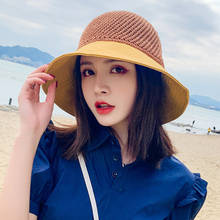 New Bow Sun Hat Caps Wide Brim Floppy Top Summer Hats For Women Beach Panama Straw Dome Bucket Hat Hollow Out Visor Bonnet 2024 - buy cheap