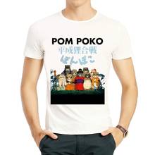 Camiseta de manga corta con estampado de mapache para hombre, camisa de Poko de Color blanco, ropa de primavera con estampado de dibujos animados de Miyazaki Hayao 2024 - compra barato