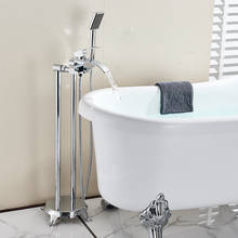 Chrome Bathtub Shower Faucet Floor Standing Bath Tub Spout Shower Single Handle Mixer Tap With Rainfall HandShower 2024 - buy cheap