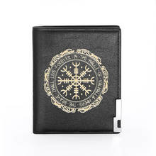 High Quality Luxury Viking Symbol Printing Leather Wallet  Credit Card Holder Short Male Slim Purse For Men 2024 - buy cheap