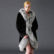 Fursarcar 2020 luxuoso feminino inverno rex coelho casaco de pele com pele de raposa natural real casaco de pele longo moda outwear 2024 - compre barato