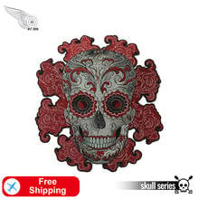 Flower Sugar Skull Embroidery Iron on Patches for Clothes Large Size Biker Backpack Jackets DIY MC Badges High Quality Accessory 2024 - buy cheap