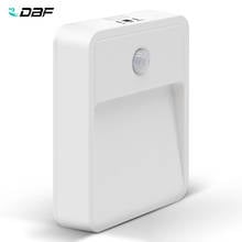Luz noturna led com sensor de movimento, alimentada por bateria, para áreas internas, corredor, banheiro e quarto