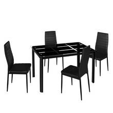 Juego de mesa de comedor de vidrio templado, 6 piezas, elegante, ensamblado, textura de pelado, sillas de comedor con respaldo alto 2024 - compra barato