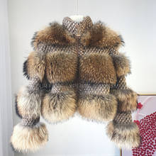 New Arrival Womeb's  Genuine Raccoon Fur Coat Winter Famous Blogger Trendy Female Real Fur Coat With Woollen Warm Outerwear 2024 - buy cheap