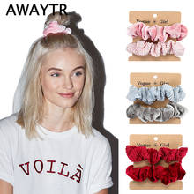 AWAYTR 2PCS Vintage Velvet Scrunchie Folds Scrunchies Elastic Hair Bands Headband Ponytail Holder Ties Rope Hair Accessories 2024 - buy cheap