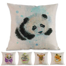 Water-color Style Lovely animals Dog Cat Fox Panda Deer Portraits Throw Pillow Case Home Room Sofa Car Decorative Cushion Cover 2024 - buy cheap